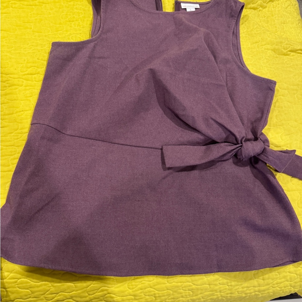 Purple Sleeveless Top with Side Tie & matching straight fit ankle pants